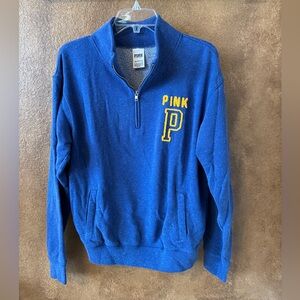 Victoria’s Secret Pink Royal Blue Speckled Quarter Zip Sweatshirt Size Small